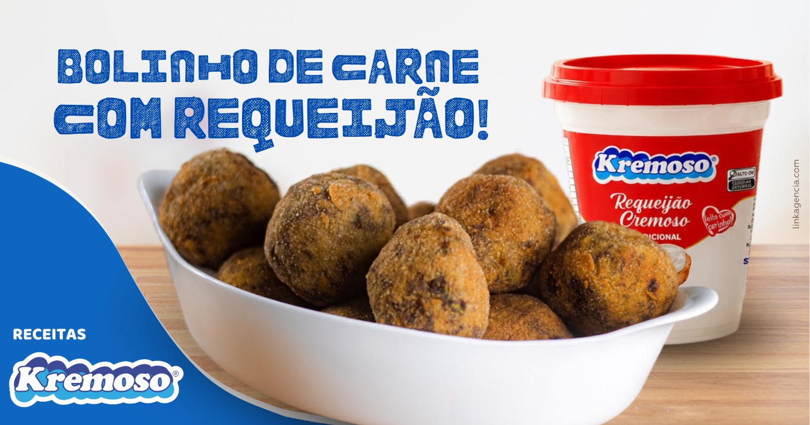 Bolinho de Carne Moída Recheado com Requeijão Kremoso